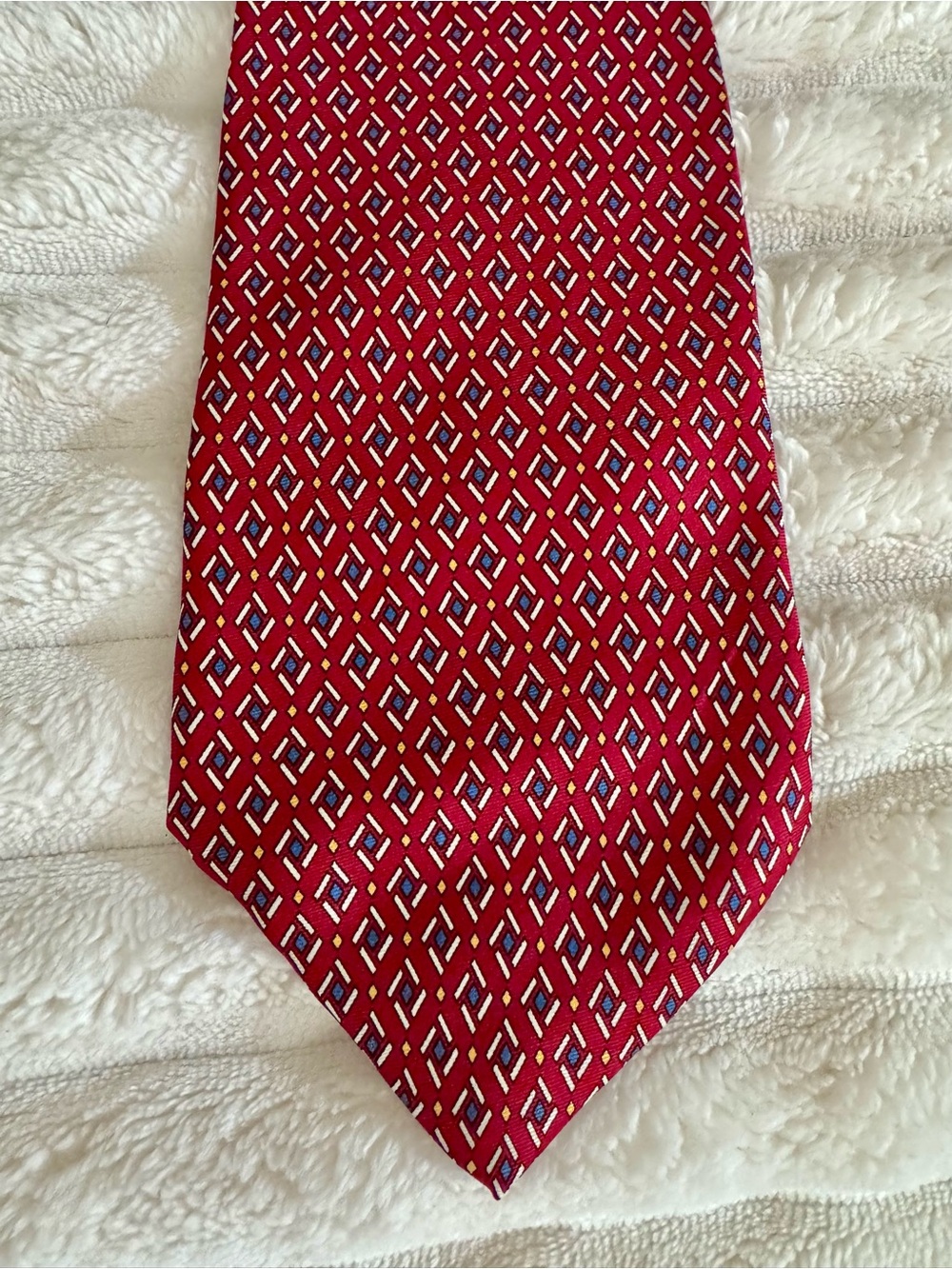 Lauren Ralph Lauren Green Label Red Silk Geometric Tie